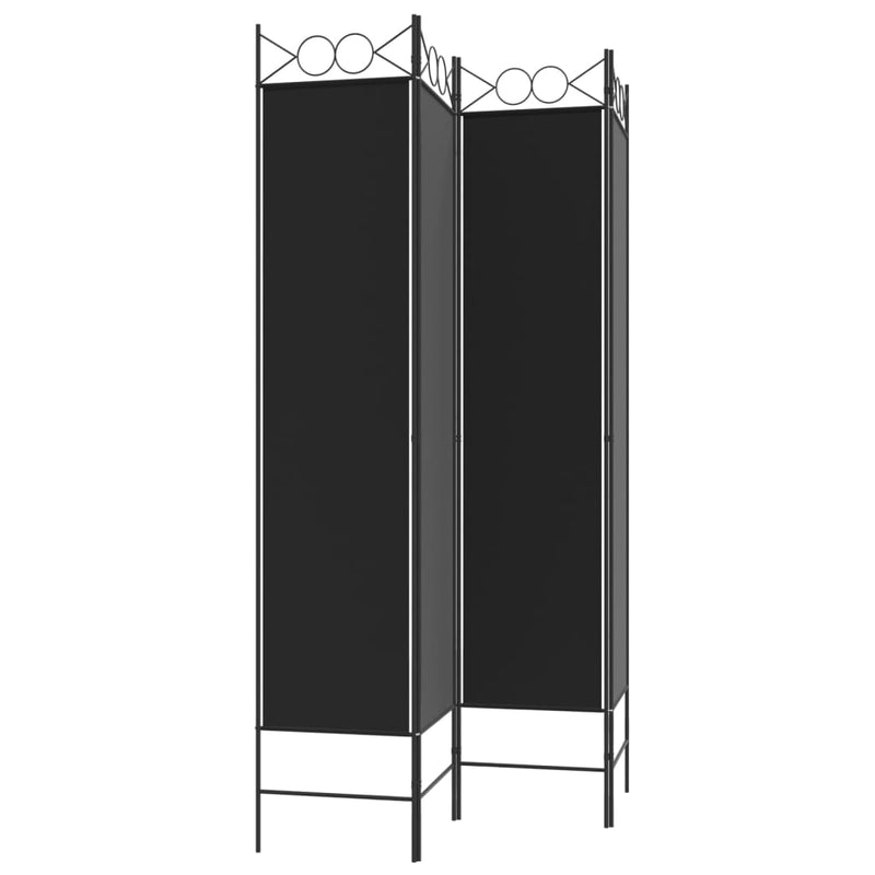 vidaXL 4 paneles fekete szövet térelválasztó 160x200 cm