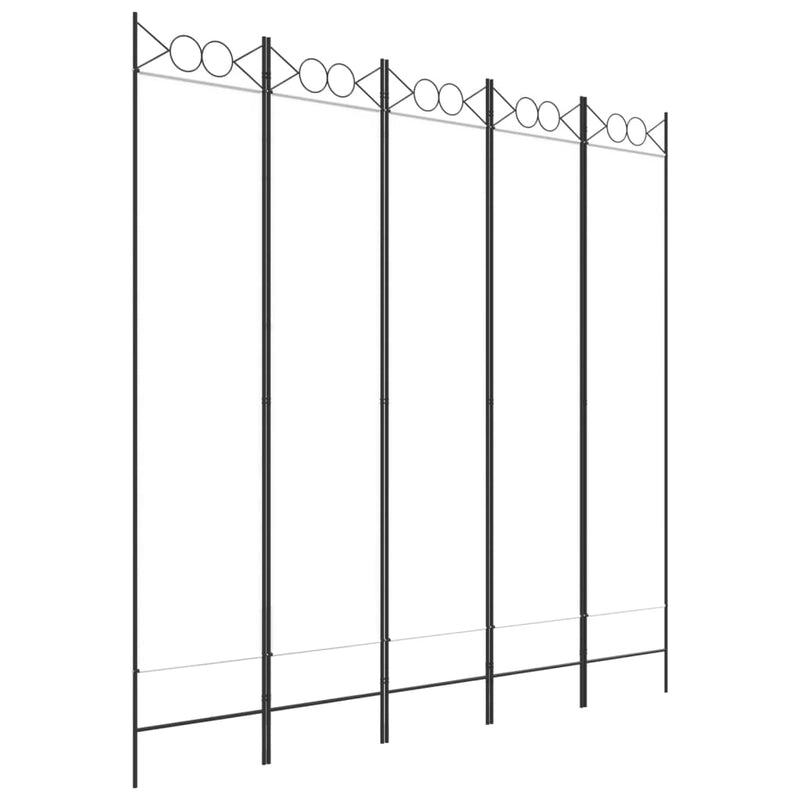 vidaXL fehér 5 paneles paraván 200x200 cm szövet