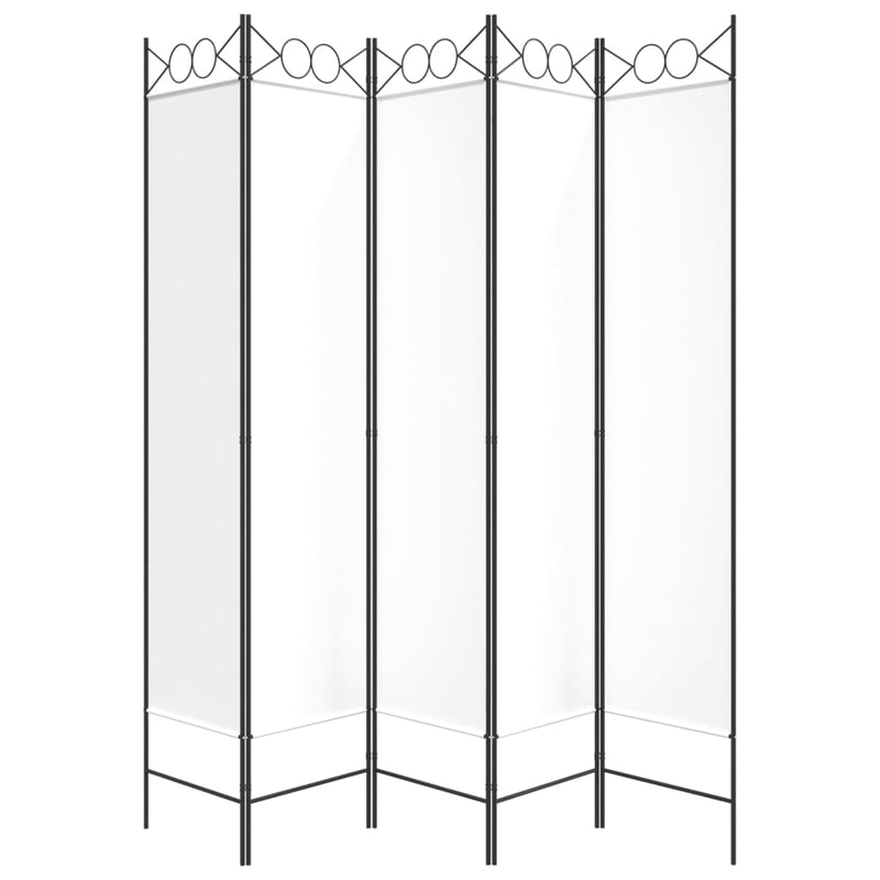 vidaXL fehér 5 paneles paraván 200x200 cm szövet