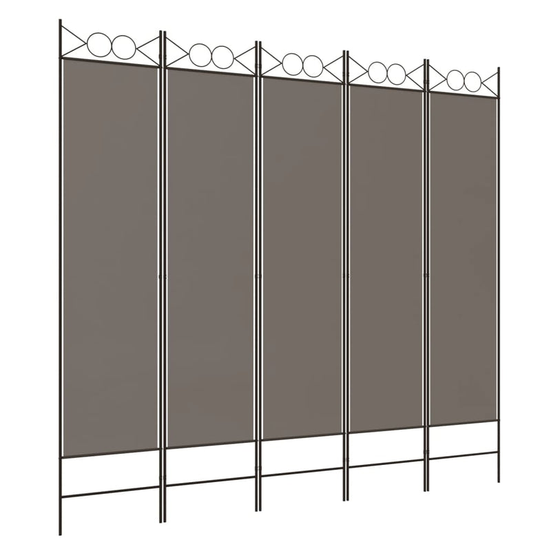 vidaXL 5 paneles antracitszürke szövet térelválasztó 200x200 cm