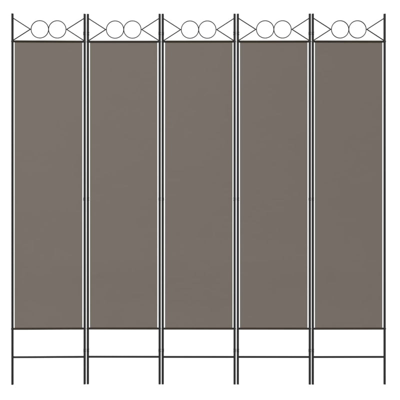 vidaXL 5 paneles antracitszürke szövet térelválasztó 200x200 cm
