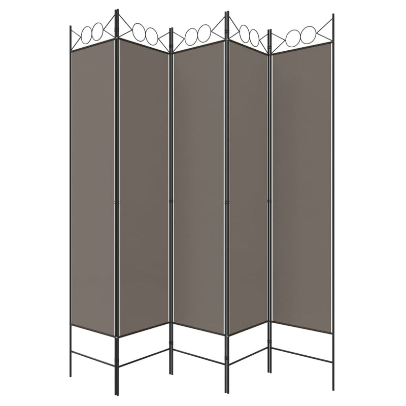 vidaXL 5 paneles antracitszürke szövet térelválasztó 200x200 cm