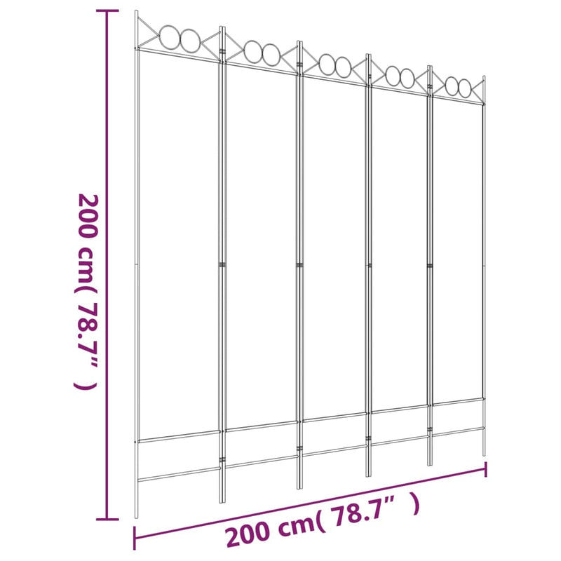 vidaXL 5 paneles antracitszürke szövet térelválasztó 200x200 cm