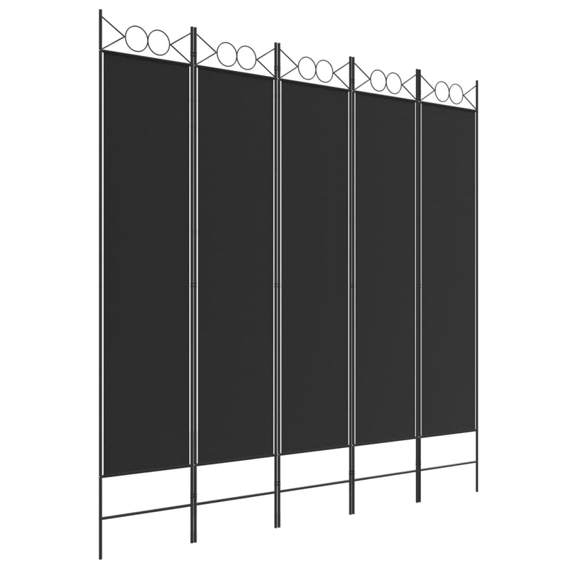 vidaXL 5 paneles fekete szövet térelválasztó 200x200 cm