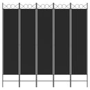 vidaXL 5 paneles fekete szövet térelválasztó 200x200 cm