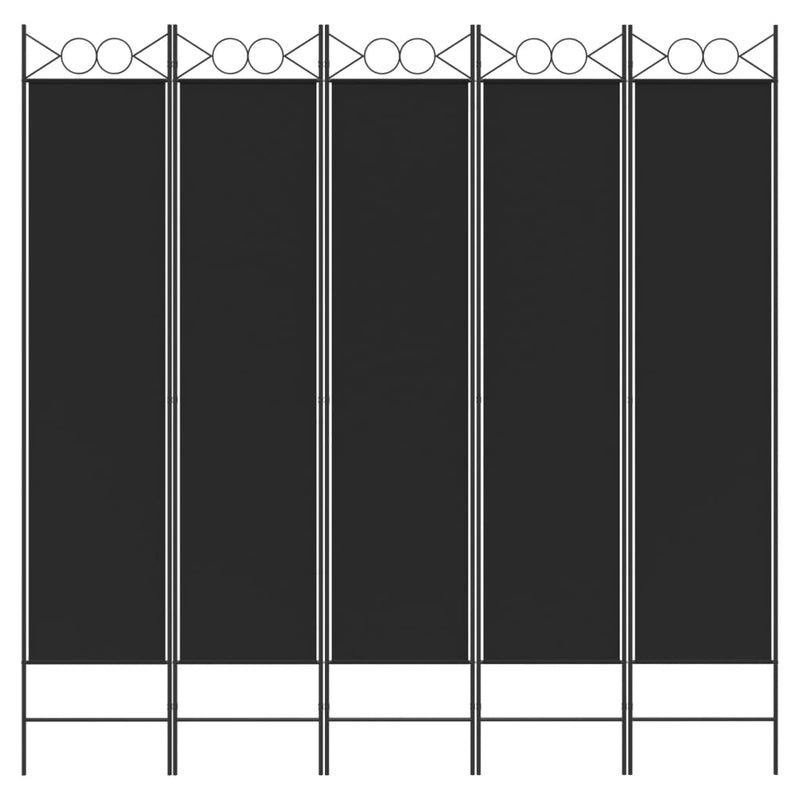 vidaXL 5 paneles fekete szövet térelválasztó 200x200 cm
