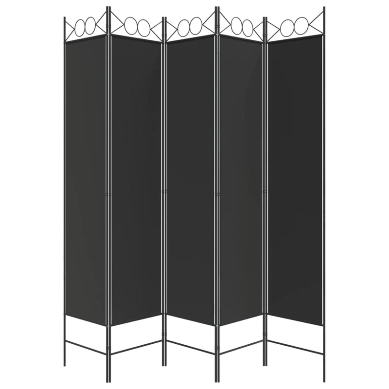 vidaXL 5 paneles fekete szövet térelválasztó 200x200 cm