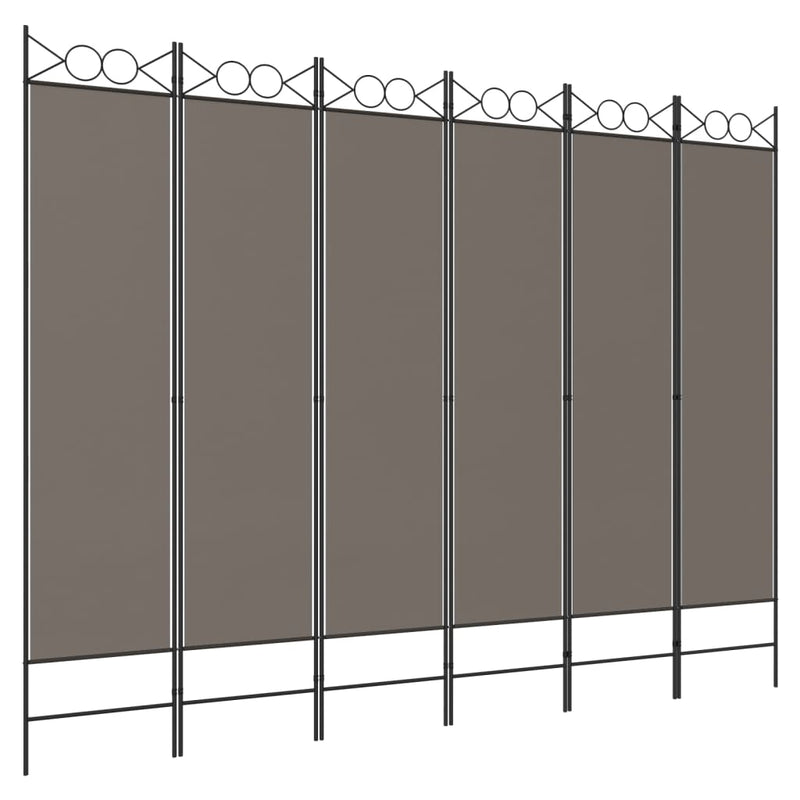 vidaXL 6 paneles antracitszürke szövet térelválasztó 240x200 cm