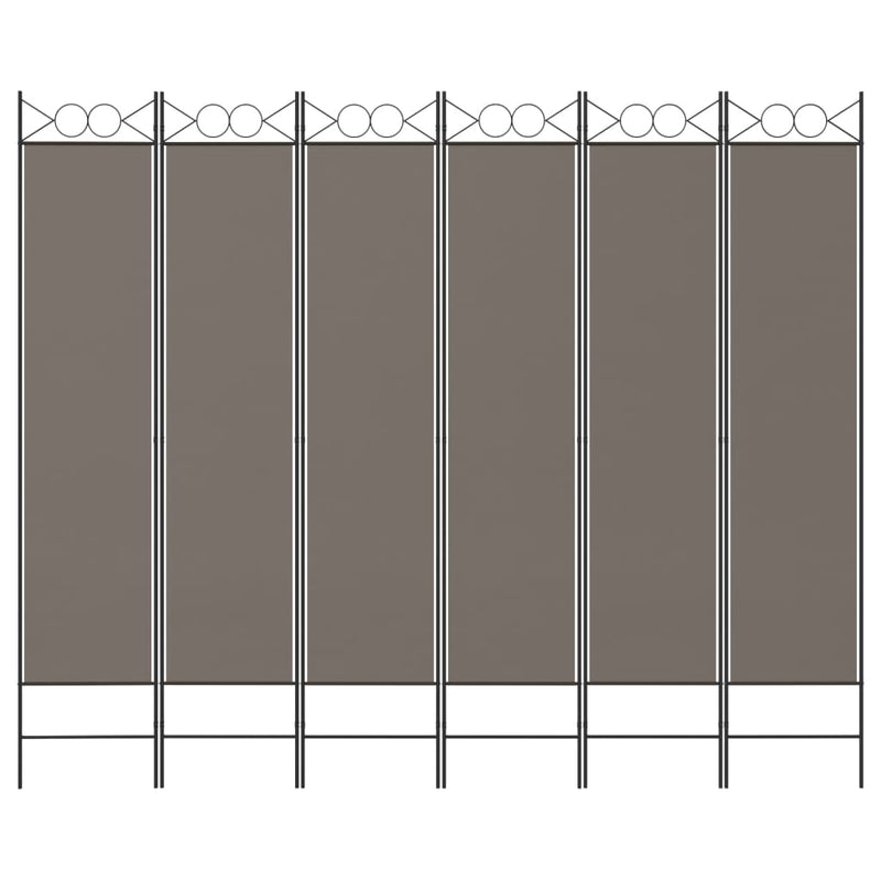 vidaXL 6 paneles antracitszürke szövet térelválasztó 240x200 cm