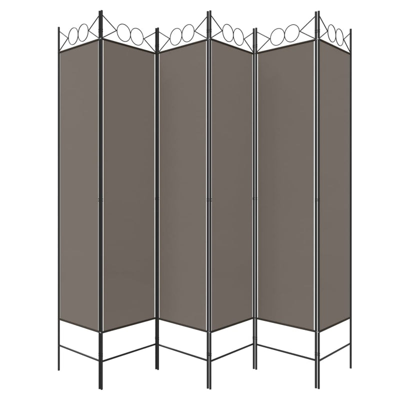 vidaXL 6 paneles antracitszürke szövet térelválasztó 240x200 cm