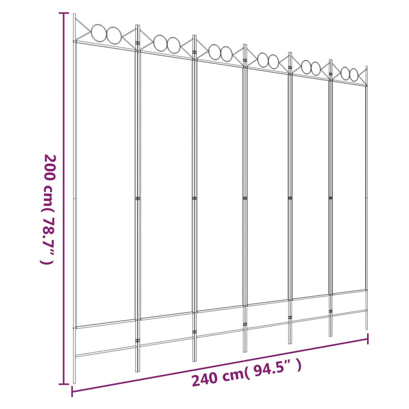 vidaXL 6 paneles antracitszürke szövet térelválasztó 240x200 cm
