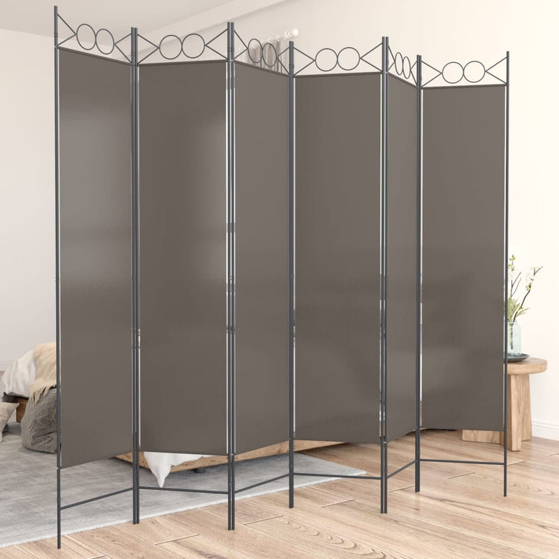 vidaXL 6 paneles antracitszürke szövet térelválasztó 240x200 cm