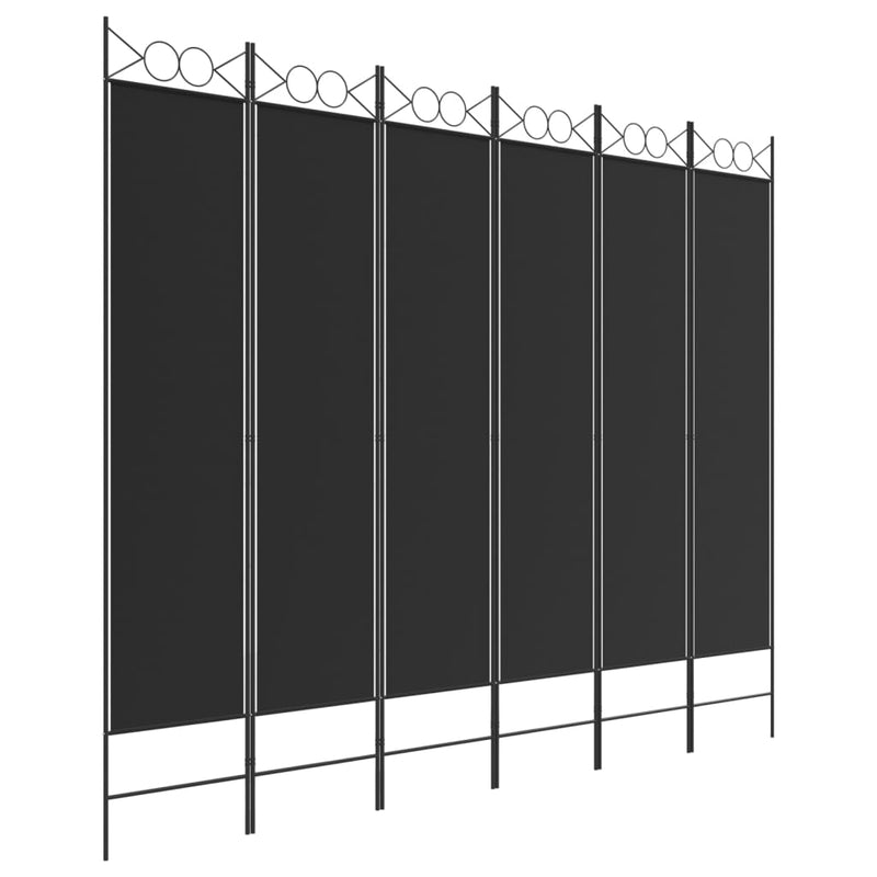 vidaXL 6-paneles fekete szövet térelválasztó 240 x 200 cm
