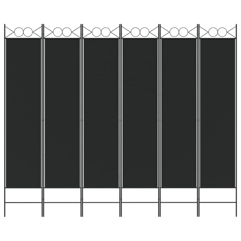 vidaXL 6-paneles fekete szövet térelválasztó 240 x 200 cm
