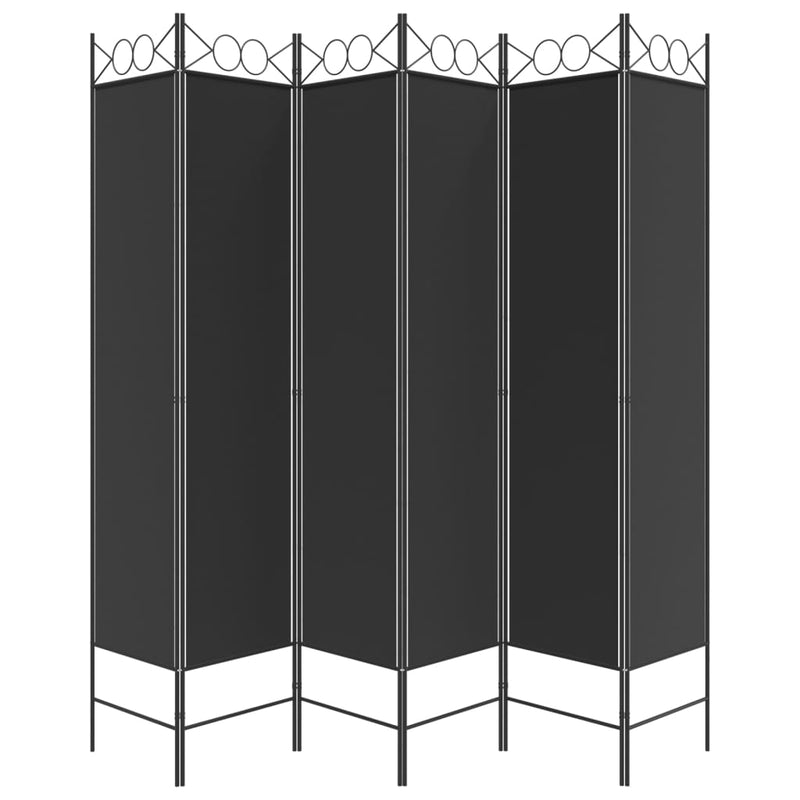 vidaXL 6-paneles fekete szövet térelválasztó 240 x 200 cm
