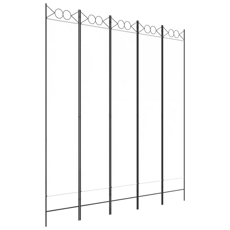 vidaXL fehér 5 paneles paraván 200x220 cm szövet