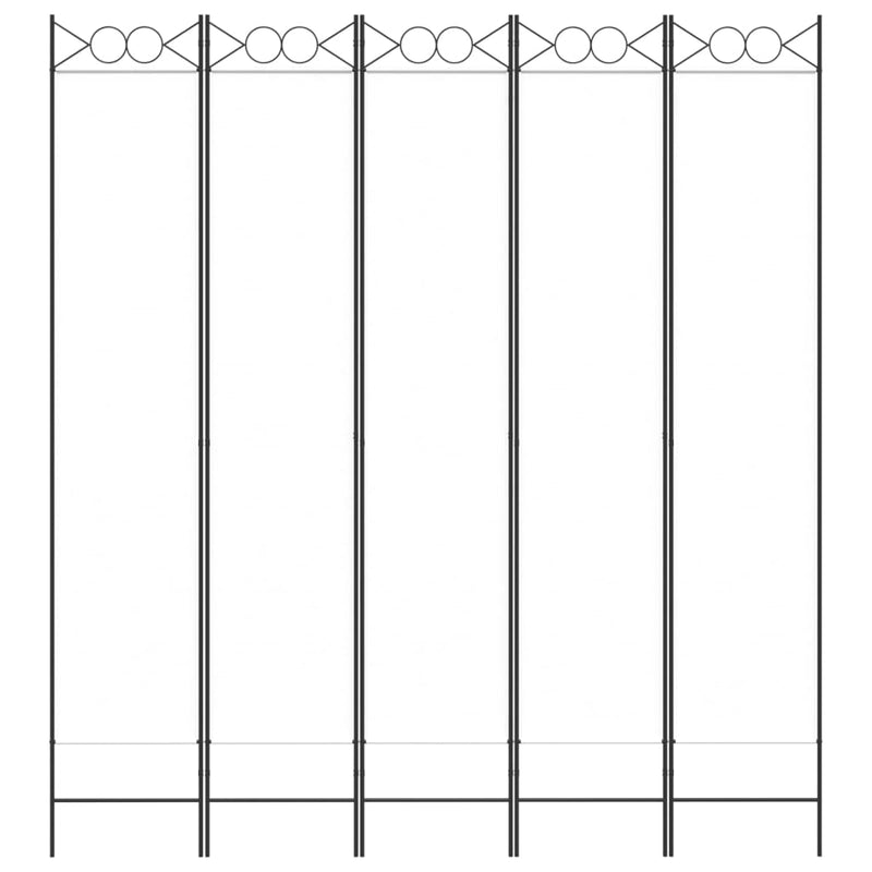 vidaXL fehér 5 paneles paraván 200x220 cm szövet