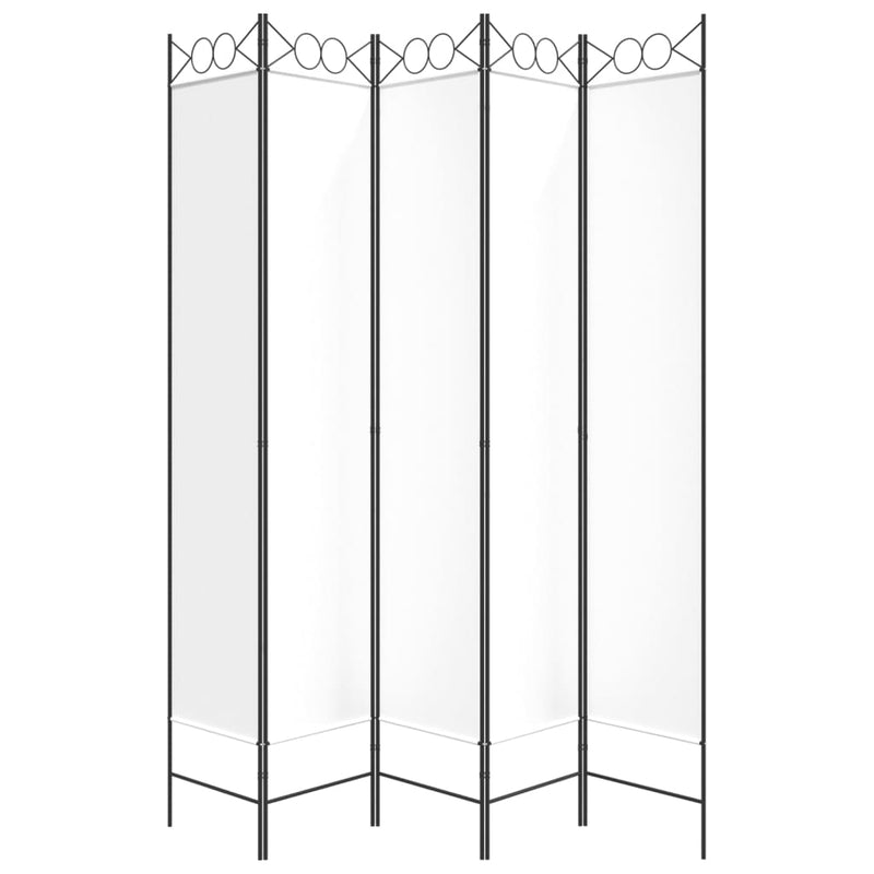 vidaXL fehér 5 paneles paraván 200x220 cm szövet
