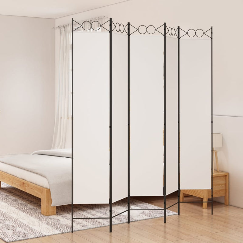 vidaXL fehér 5 paneles paraván 200x220 cm szövet