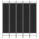 vidaXL 5 paneles fekete szövet térelválasztó 200x220 cm