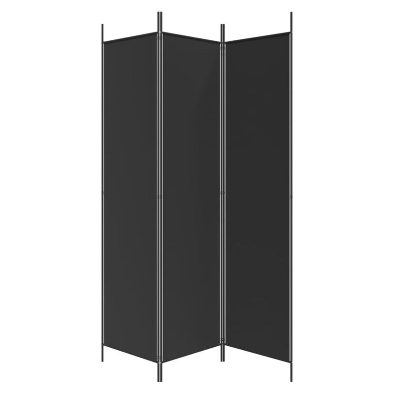 vidaXL 3 paneles fekete szövet térelválasztó 150 x 200 cm