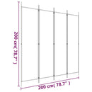 vidaXL 4 paneles fehér szövet térelválasztó 200 x 200 cm