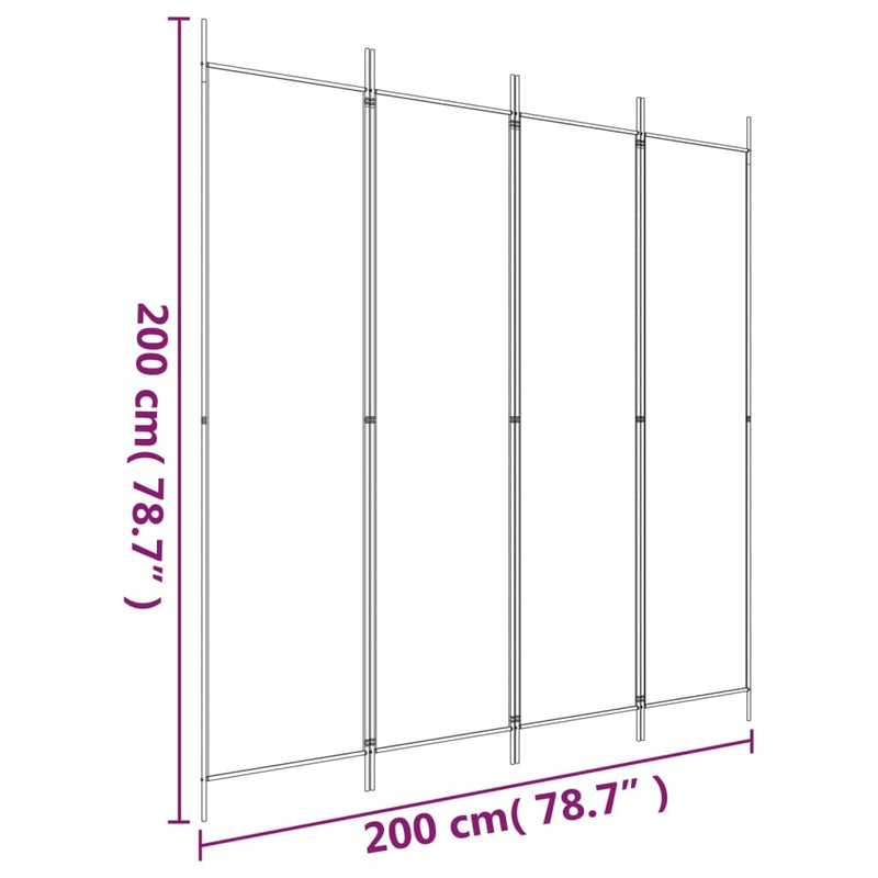 vidaXL 4 paneles antracitszürke szövet térelválasztó 200x200 cm