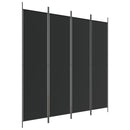 vidaXL 4 paneles fekete szövet térelválasztó 200 x 200 cm