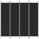 vidaXL 4 paneles fekete szövet térelválasztó 200 x 200 cm