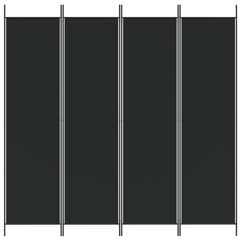 vidaXL 4 paneles fekete szövet térelválasztó 200 x 200 cm