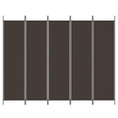 vidaXL 5 paneles barna szövet paraván 250x200 cm