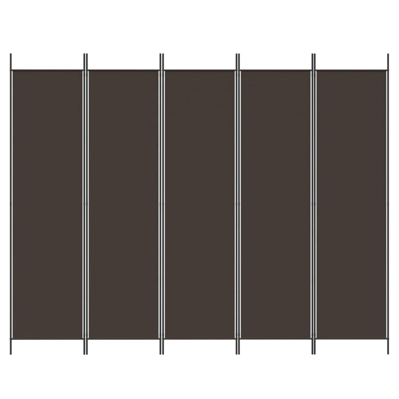 vidaXL 5 paneles barna szövet paraván 250x200 cm
