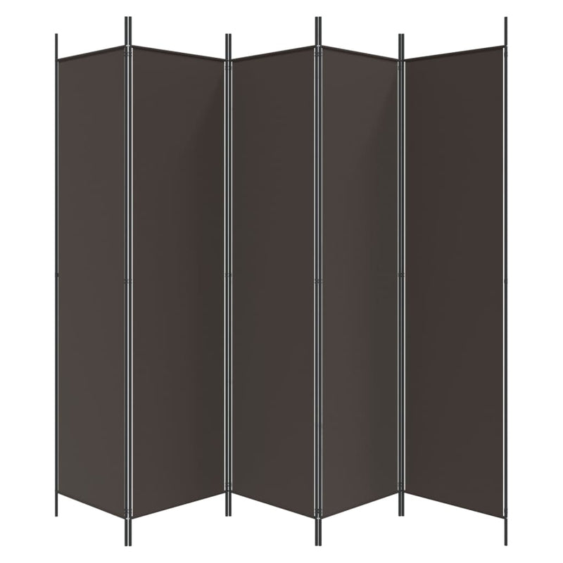 vidaXL 5 paneles barna szövet paraván 250x200 cm