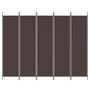 vidaXL 5 paneles barna szövet paraván 250x200 cm