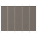 vidaXL 5 paneles antracitszürke szövet térelválasztó 250x200 cm