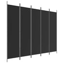 vidaXL 5 paneles fekete szövet térelválasztó 250x200 cm