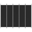 vidaXL 5 paneles fekete szövet térelválasztó 250x200 cm