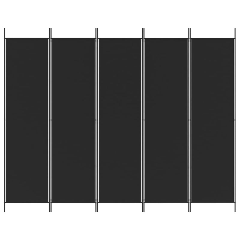 vidaXL 5 paneles fekete szövet térelválasztó 250x200 cm