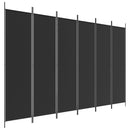 vidaXL 6 paneles fekete szövet térelválasztó 300x200 cm
