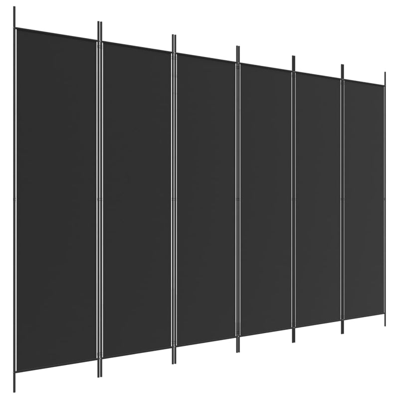 vidaXL 6 paneles fekete szövet térelválasztó 300x200 cm