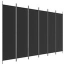 vidaXL 6 paneles fekete szövet térelválasztó 300x200 cm