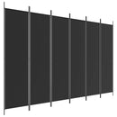 vidaXL 6 paneles fekete szövet térelválasztó 300x200 cm