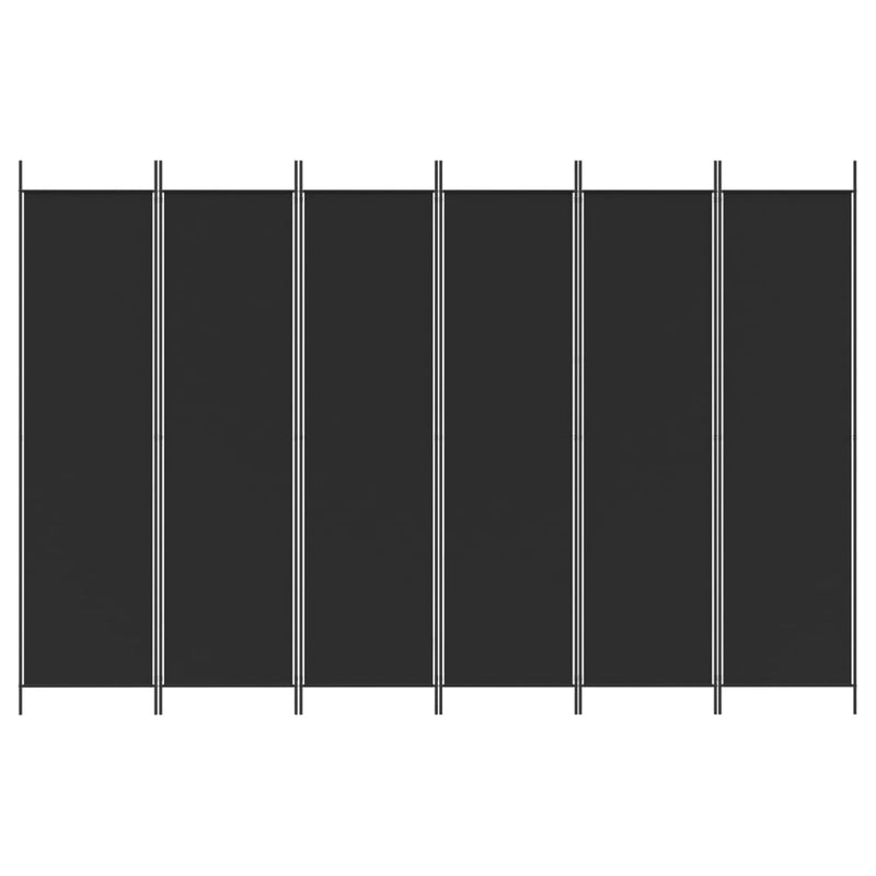 vidaXL 6 paneles fekete szövet térelválasztó 300x200 cm