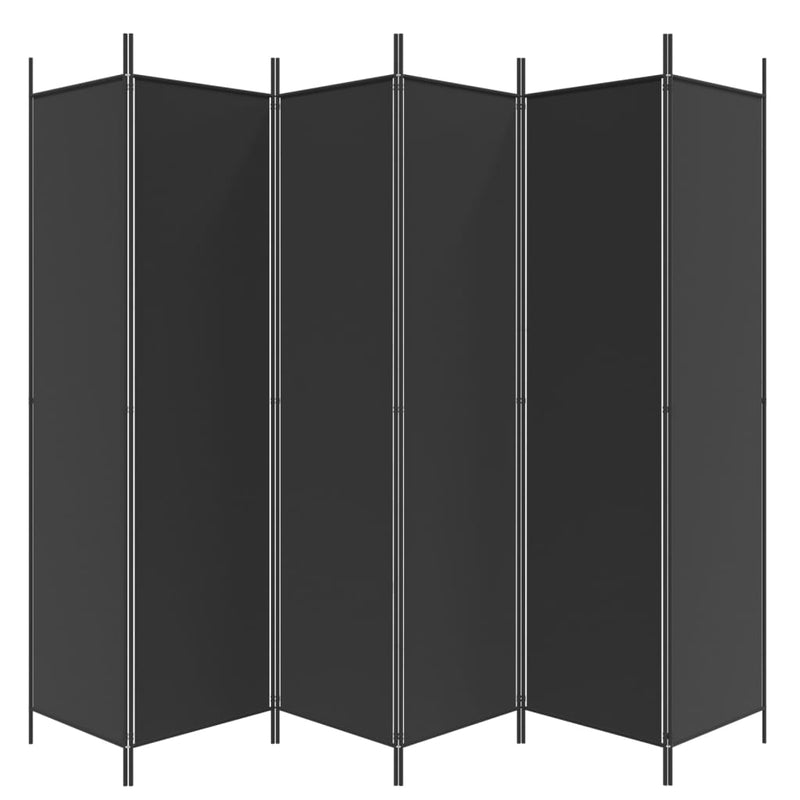 vidaXL 6 paneles fekete szövet térelválasztó 300x200 cm
