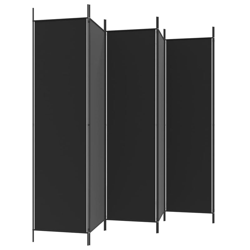 vidaXL 6 paneles fekete szövet térelválasztó 300x200 cm