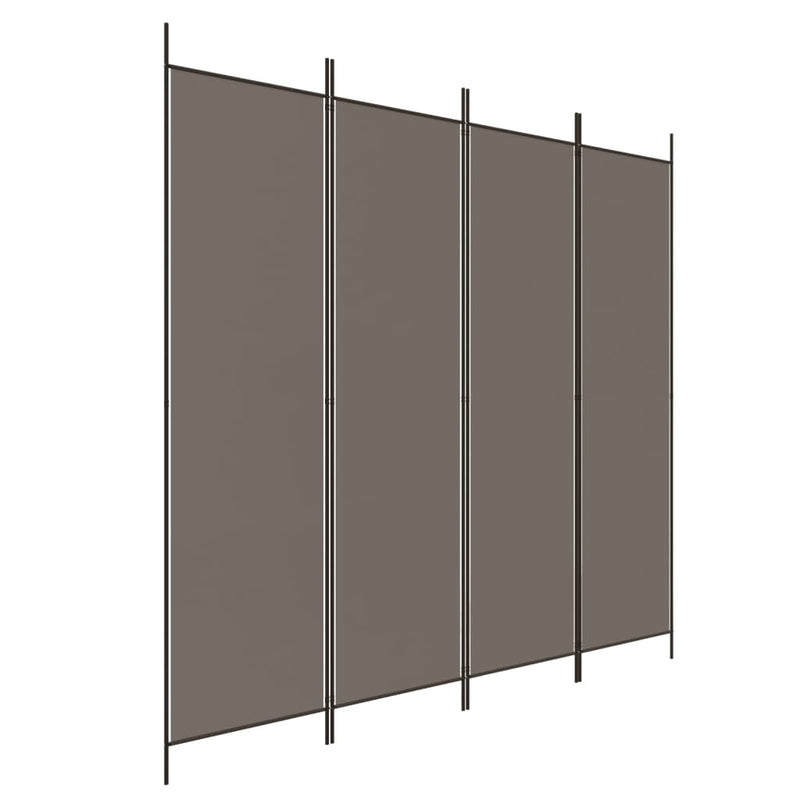 vidaXL 4 paneles antracitszürke szövet térelválasztó 200x220 cm
