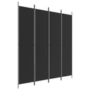 vidaXL 4 paneles fekete szövet térelválasztó 200x220 cm