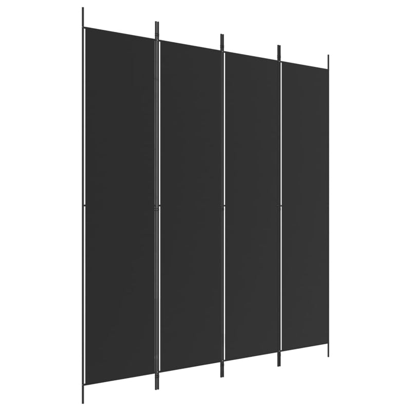 vidaXL 4 paneles fekete szövet térelválasztó 200x220 cm
