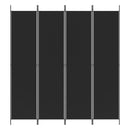 vidaXL 4 paneles fekete szövet térelválasztó 200x220 cm
