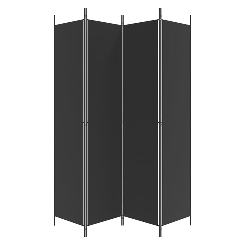 vidaXL 4 paneles fekete szövet térelválasztó 200x220 cm